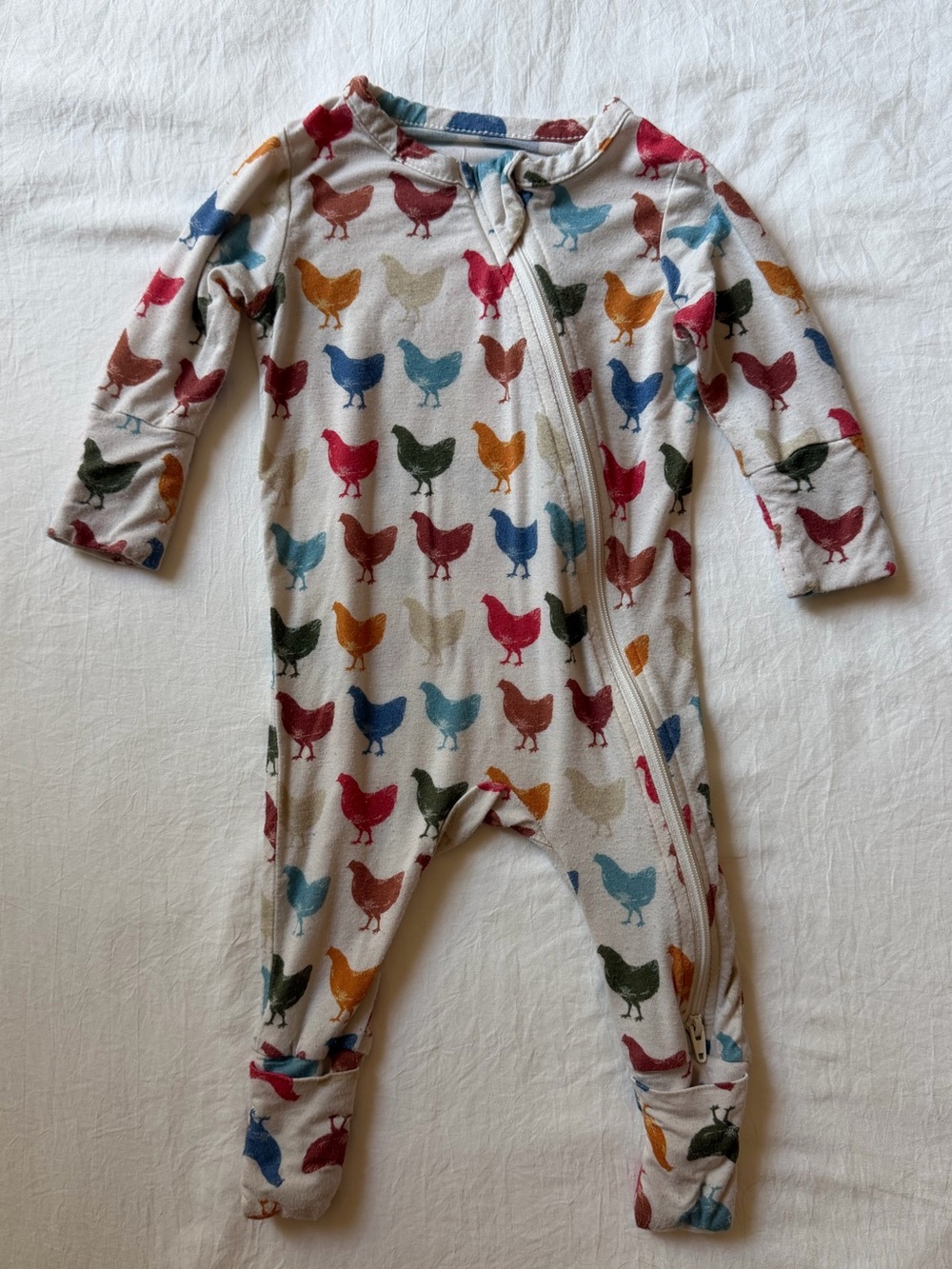 Pink Chicken Baby Chicken Print Convertible Pajamas 3-6M